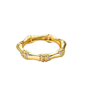 แหวนแฟชั่นสตรีทำจากไม้ไผ่และเพทายเครื่องประดับทองแดงชุบทอง18K - Product Image 4