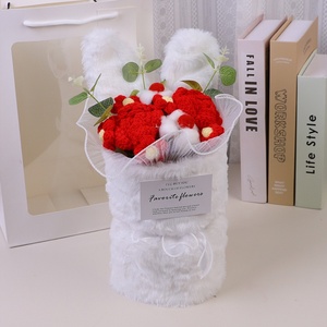 Diseño de alta calidad, flor de ganchillo, decoración de Orejas de conejo para regalos de vacaciones, flores artificiales, conjunto de ramo de flores de ganchillo, regalos - Product Image 1