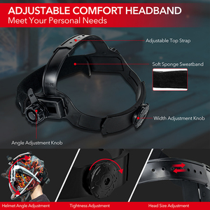 Casco de Soldadura con Oscurecimiento Automático TRQ Solar, Estado Oscuro Ajustable (<span class=keywords><strong>DIN9</strong></span>~<span class=keywords><strong>13</strong></span>), Respuesta Rápida (Tiempo de Conmutación de 0.15ms), Patrones Personalizables - Product Image 6