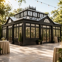 Conservatoire sur mesure à structure en fer noir – Salle de jardin élégante entièrement vitrée pour mariages et événements