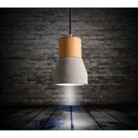 Lampe suspendue en bois de style loft industriel rétro, petite, en fer et en ciment, avec interrupteur à télécommande pour hôtels, ateliers d'art