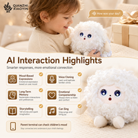 Porte-clés en peluche AI mouton blanc bouclé, yeux bleus étoilés, ChatGPT, clonage vocal 80+ langues, mémoire longue durée, chaîne à perles, cadeau unisexe