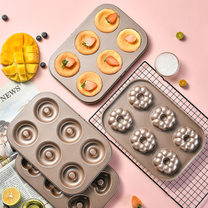 Thép không gỉ 6 khoang bánh donut Khuôn Muffin <span class=keywords><strong>Cup</strong></span> cho hộ gia đình bánh nhỏ khay nướng bánh công cụ nướng - Product Image 2