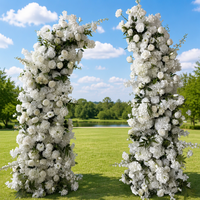 Arche florale blanche en corne PPS en promotion pour événements de mariage, toile de fond de scène, décoration florale artificielle en corne