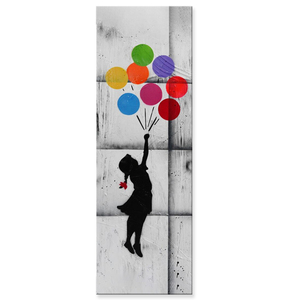 Dipinti d'Arte Moderna Fatti a Mano, Ritratto Astratto di Bambina con Palloncini su Tela per Decorazione Soggiorno - Product Image 1