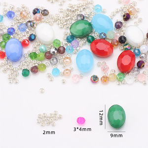 DIY 폰 참 장식 비즈 키트 9x14mm 면처리된 타원형 유리 비즈 4mm 스페이서 비즈 2mm 시드 비즈 (쥬얼리 제작용) - Product Image 6