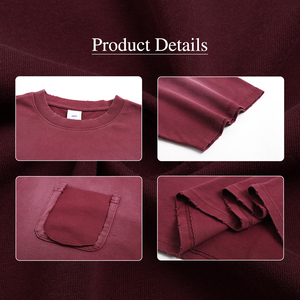 Camiseta de Manga Corta para Hombre, 275 Gramos, 100% Algodón, Tejido de Punto, Estampado Liso, Efecto Monkey Wash, con Bolsillos Falsos y Bordes Desgastados - Product Image 5