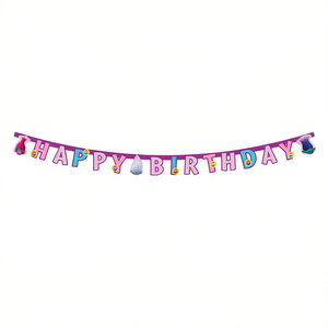 Guirlande en papier Joyeux Anniversaire Trolls 1,9 m 2 pièces par sac Bannière de fête - Product Image 3
