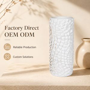 Jarrón de Cerámica Blanco Mate Personalizado, Moderno, con Relieve Escultural, Decorativo, para Flores, para Decoración de Mesa en Hogar u Hotel, OEM, ODM, Venta al Por Mayor - Product Image 6