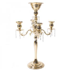 BUENO PORTAVELAS DE LATÓN MACIZO DE cinco BRAZOS PARA BODAS Y DECORACIÓN DEL HOGAR Fabricación de la India - Product Image 1