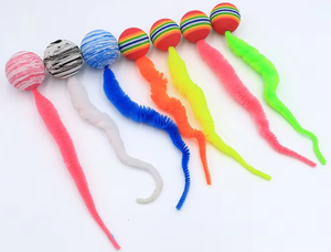 Mainan gerakan interaktif hewan peliharaan kebosanan mainan kucing hiburan diri baru bola pelangi gaya Linen ramah lingkungan Modern - Product Image 6