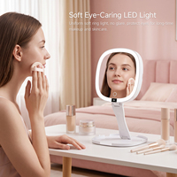 Miroir de maquillage LED double face, portable, mural, pliable, avec écran, miroir de vanité