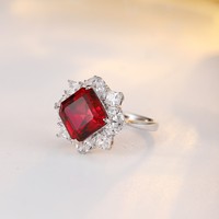 Bague en argent sterling 925 avec rubis de laboratoire couleur sang de pigeon, bijoux fins de mode pour mariage