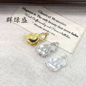 Qunlvsheng S925 Sterling Silver Heart Spring Clasp DIY Jewelry Buckle Double Heart Press Clasp For <b>Bracelet</b> Necklace - Product Image 1