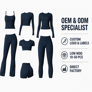 Conjuntos de Yoga para Mujer, Ropa Deportiva de 2 Piezas, Top Corto, Leggings Acampanados de Cintura Alta, Sin Costuras, de Spandex y Nailon, para Gimnasio y Fitness - Product Image 5