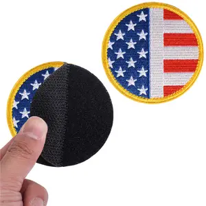 2 Stuks Rode Usa Vlag Patch Cirkel Badge Patches 3 In Dia Haak En Lus Geborduurde Ronde Patch Set Voor Kledingdecoratie