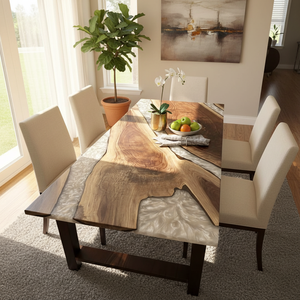 Luxury Handcrafted Epoxy Resin Acacia Wood Rectangle Dining Table Waterproof for Retirement Home Office Hotel Use Diwali Gift - Product Image 3