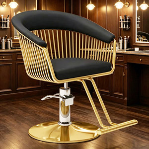 Fauteuil de barbier moderne avec pompe hydraulique, pivotant à 360°, hauteur réglable, en cuir PU noir, pour salon de coiffure et institut de beauté - Product Image 6