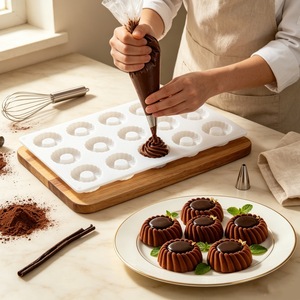 Spiral Mousse Cake Mold 15 Cavity <b>Silicone</b> <b>Baking</b> Mold For Chocolate Lava Pudding Dessert Making - Product Image 4