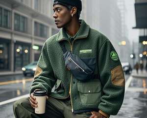 Veste en laine à col montant pour homme, service OEM, broderie de logo personnalisée, coupe-vent, écologique, à capuche, épaisse, décontractée, 380 g/m² - Product Image 3