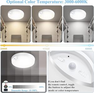 3 màu sắc Pin hoạt động từ xa không dây đèn trần 5400mAh lâu dài cảm biến chuyển động ánh sáng hẹn giờ trong nhà cho tủ quần áo cầu thang - Product Image 4