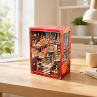 Kit de maison de poupée miniature en bois DIY, Musée du Monde, Puzzle 3D, Insert de bibliothèque Book Nook, Éclairage LED, Décoration classique pour bibliothèque