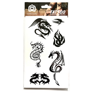 <span class=keywords><strong>Tatuaje</strong></span> temporal de dragón <span class=keywords><strong>serpiente</strong></span> negra <span class=keywords><strong>para</strong></span> cuello, pecho, brazo, pie, pegatina impermeable <span class=keywords><strong>para</strong></span> <span class=keywords><strong>hombres</strong></span> - Product Image 1
