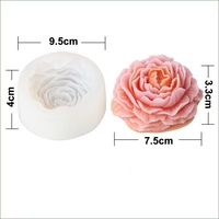Grand moule à bougie en silicone pivoine, simulation tridimensionnelle de fleur, décoration décorative en gel de cristal parfumé