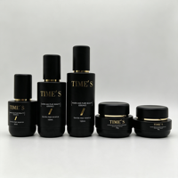 Ensemble de flacons et pots en verre noir mat pour soins de la peau, impression dorée, emballage cosmétique de luxe, contenants en verre pour sérum, lotion, crème