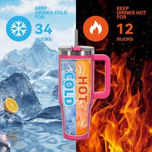 Botella de agua de 40 oz con asa, pajita abatible, vaso térmico aislado, taza de viaje reutilizable de acero inoxidable, base de goma - Product Image 2