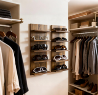 Étagère murale multifonctionnelle moderne à 5 niveaux en bois pour bijoux, sacs, pots de fleurs, organisateur pour salle de bain, salon, garage, armoire