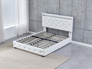 <span class=keywords><strong>Lit</strong></span> de rangement capitonné en <span class=keywords><strong>strass</strong></span> blancs avec tiroirs, en cuir PU, taille Queen, mobilier de chambre à coucher – Vente en gros - Product Image 1