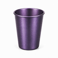 Tasse à café de camping double paroi anti-brûlure en titane pur de qualité 1, couleur violet crépusculaire, 350 ml, sans revêtement