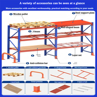 Système de stockage industriel robuste en acier pour entrepôt avec rayonnage à palettes à 3 niveaux et étagères, capacité de 1000 kg
