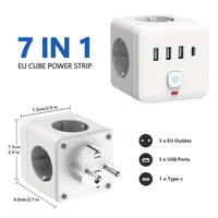 7in1 PD35W 16A 4000W 100-250V küp duvar soket ab USB avrupa fiş USB A C portları ile 3 AC çıkışları için 1.5M tel kablo
