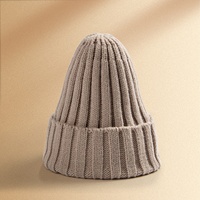 Bonnet en tricot côtelé avec logo brodé personnalisé, unisexe, chaud pour l'hiver, en acrylique uni, pour hommes et femmes