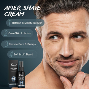 Kit de soin de la barbe KINGYES pour hommes, comprenant huile pré-rasage, savon à raser, crème après-rasage, peigne, ciseaux et brosse - Product Image 5