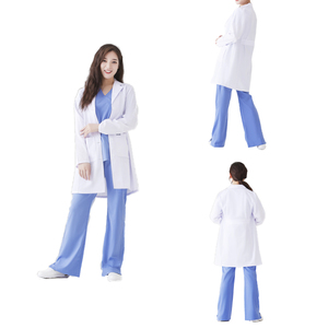 Bata de Laboratorio Transpirable Antiarrugas de Algodón y Poliéster <span class=keywords><strong>para</strong></span> Mujeres, <span class=keywords><strong>para</strong></span> Médicos y Enfermeras de Hospital, con Mangas Largas/Cortas - Product Image 2