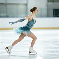 Robe de patinage et de danse dégradé bleu-vert pour enfants et adultes, avec découpe cœur en strass au dos, et longues manches, pour spectacle de patinage artistique