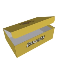 Boîte d'emballage pour donuts en carton recyclable avec logo personnalisé, finition mate et vernis UV, idéale pour les présentoirs de sushi et les coffrets cadeaux.