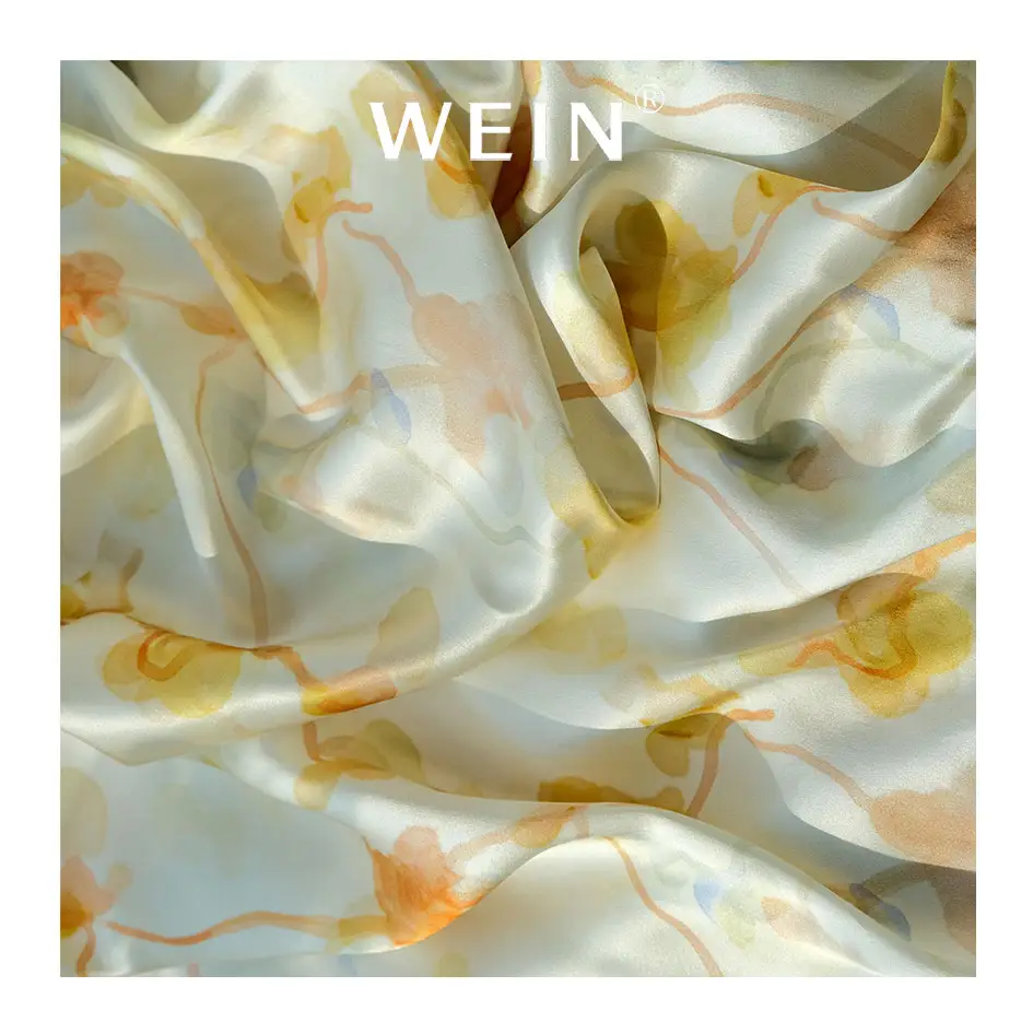 WI-Z0616 vestito di vendita caldo stampa floreale 100% tessuto di seta di raso stampa digitale tessuto di seta per il vestito