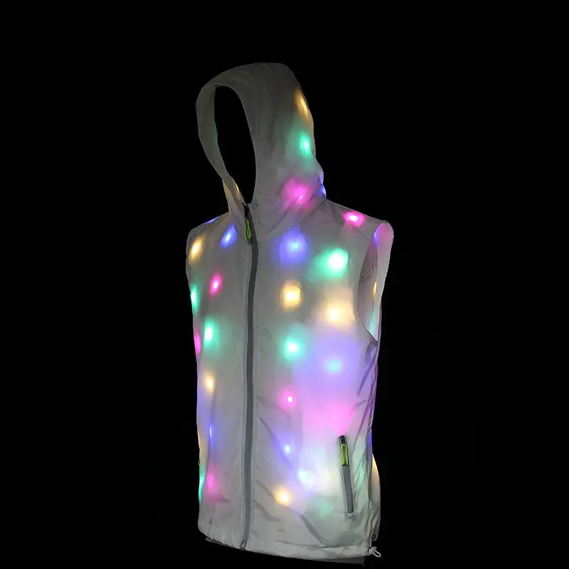 Polyester Material Man Woman Stage Performance Costumes Led Flash Light Up Sleeveless Cosplay Clothing With Removable Battery