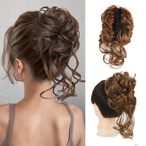 Julianna Gros Cheveux Queue De Cheval Extension Griffe Clip Synthétique <span class=keywords><strong>Élastique</strong></span> Bouclés Désordonné <span class=keywords><strong>Chignon</strong></span> <span class=keywords><strong>Chignon</strong></span> Cheveux Pièces Postiches pour Femmes - Product Image 1