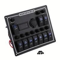 Panneau de commutation à bascule LED 12V/24V 10 gangues 15A pour voiture, bateau, camping-car, avec double contrôle de puissance, étanche et protection contre les surcharges