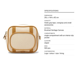 Pochette d'accessoires de pickleball en toile brossée Heritage, personnalisable avec logo, vente en gros, pochette pour balles de tennis - Product Image 6