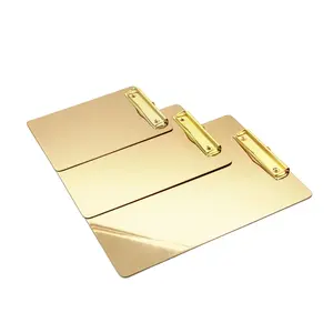 MAXERY-Carpeta de Metal dorado de acero inoxidable A4 A5 A6 para reuniones de oficina, almacenamiento de logotipo personalizado, Clip de lactancia, tabla de cortar