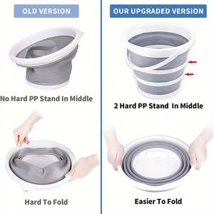 Petit seau à glace pliable en plastique multifonction portable 10L 2.6 gallons pour la randonnée et le camping - Product Image 4