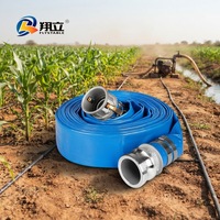 Tanzanie 2 In. Dia. Tuyau plat robuste bleu de 100 pieds (30,48 m) à 6 barres avec connecteurs
