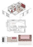 Ensembles de plans prêts pour l'appel d'offres, pour maisons personnalisées aux États-Unis, avec intérieur à arche complète, Revit BIM 3D, et pour fenêtres/portes manuelles, et extérieur de supermarché
