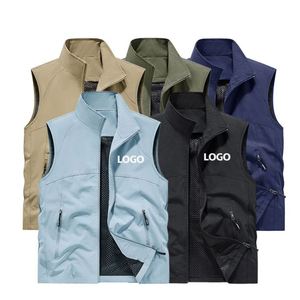 Gilet de sécurité respirant multi-poches zippé pour homme – Vêtement de travail décontracté pour l'extérieur, la pêche, la photographie – Personnalisable avec logo - Product Image 3